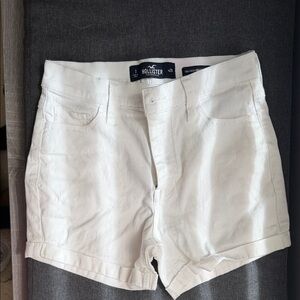 Hollister White Cuffed Denim Shorts